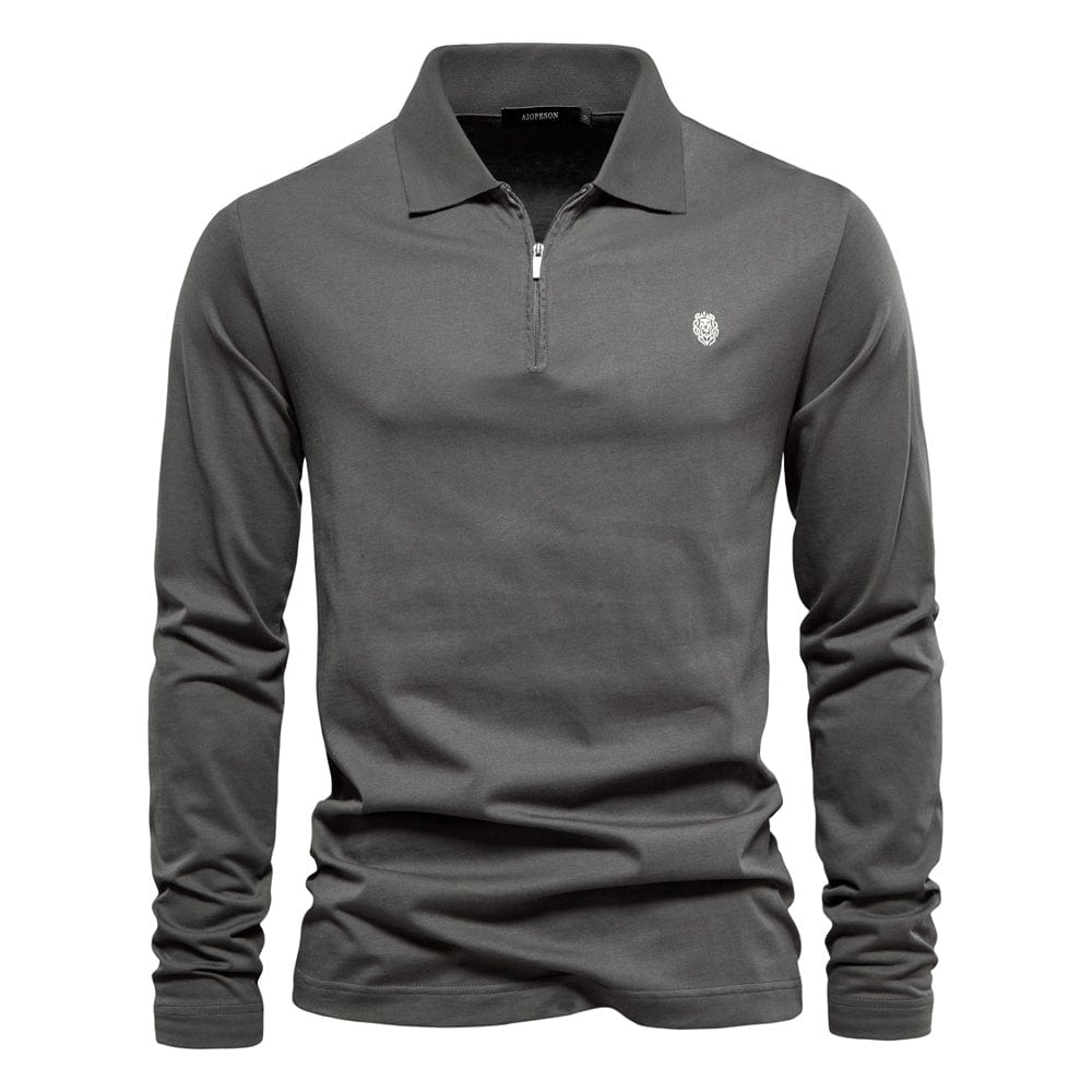 Polo da uomo a maniche lunghe - Mezza cerniera - Casual elegante - Colletto strutturato 5