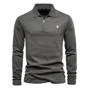 Polo da uomo a maniche lunghe - Mezza cerniera - Casual elegante - Colletto strutturato 5