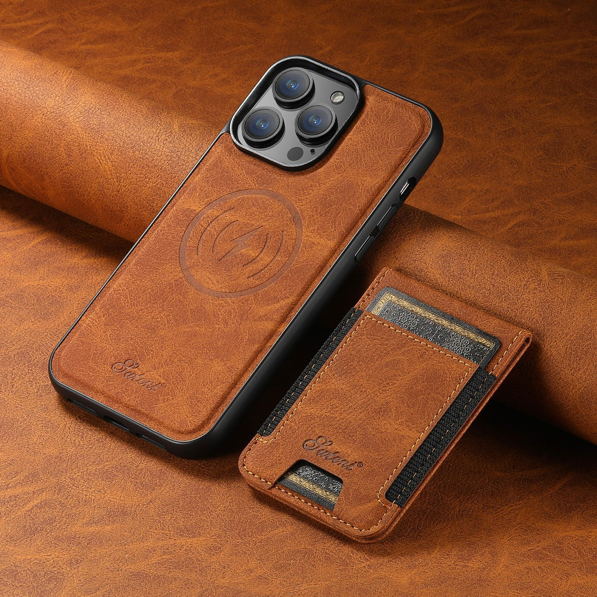 PremiumLeather – Custodia in pelle per telefono con porta carte e compatibilità MagSafe 0