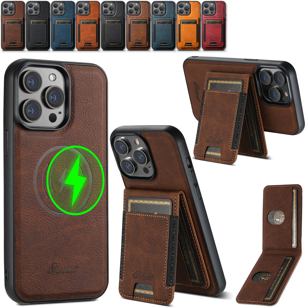 PremiumLeather – Custodia in pelle per telefono con porta carte e compatibilità MagSafe 1