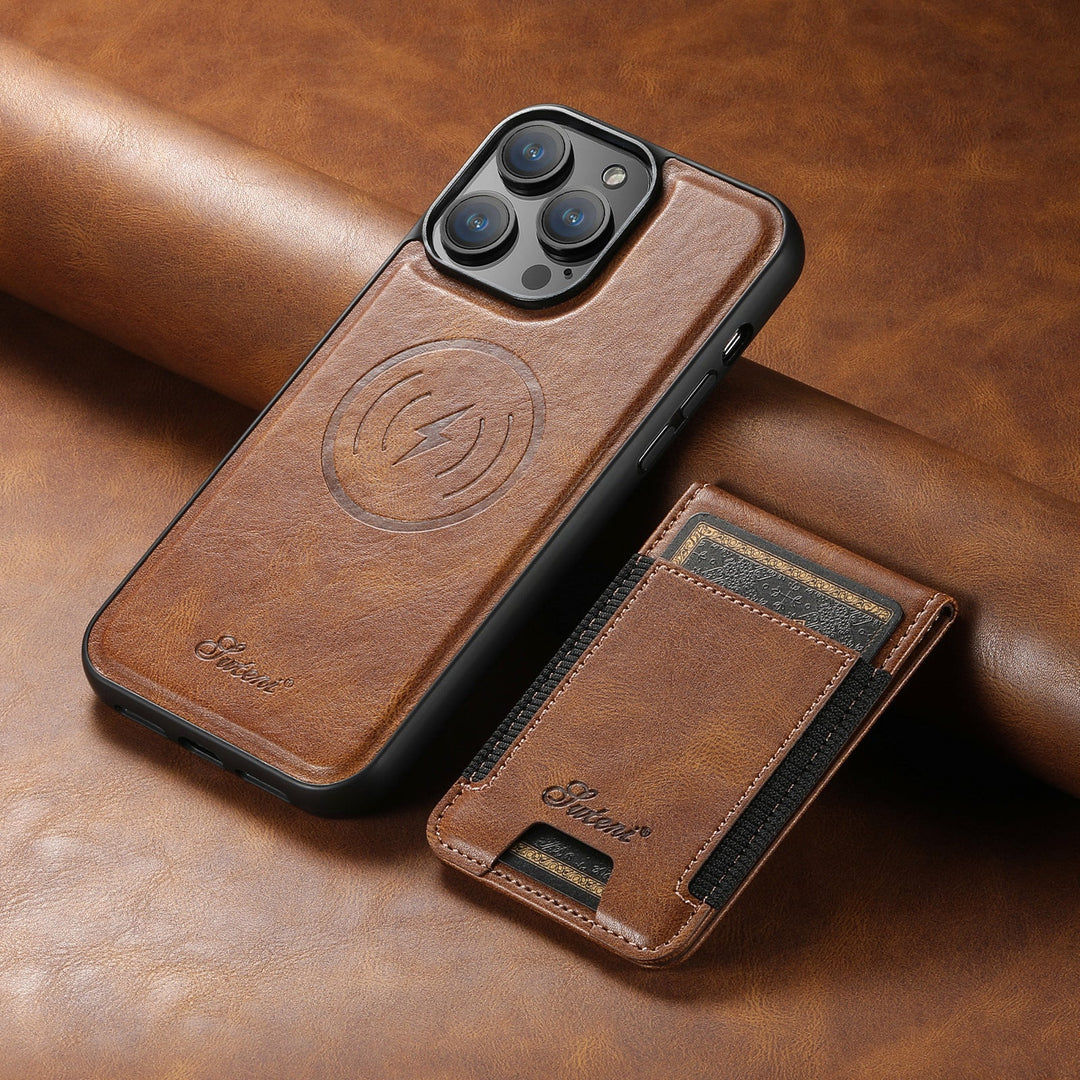 PremiumLeather – Custodia in pelle per telefono con porta carte e compatibilità MagSafe 6