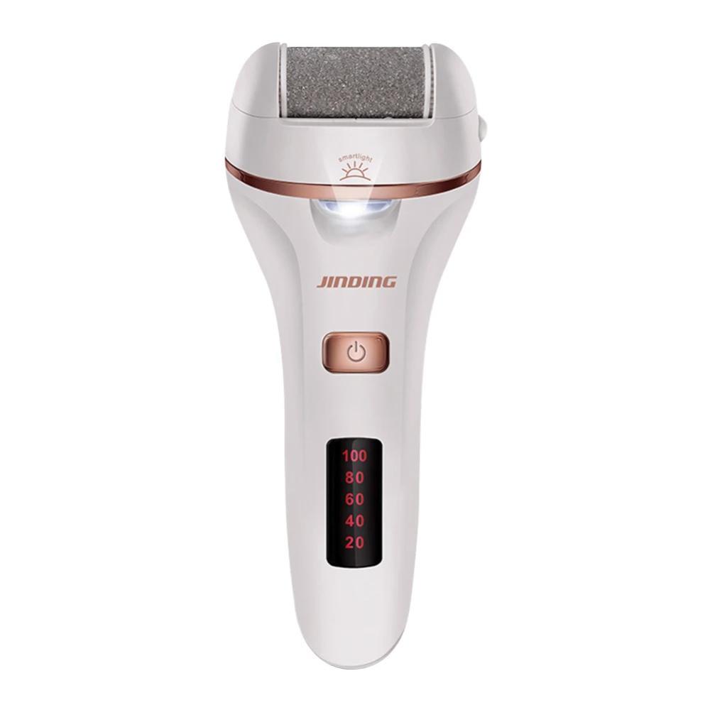 Rullo elettrico per pedicure Jinding, bianco, display LED, ricaricabile, per rimozione calli e pelle dura, cura piedi, dispositivo portatile.