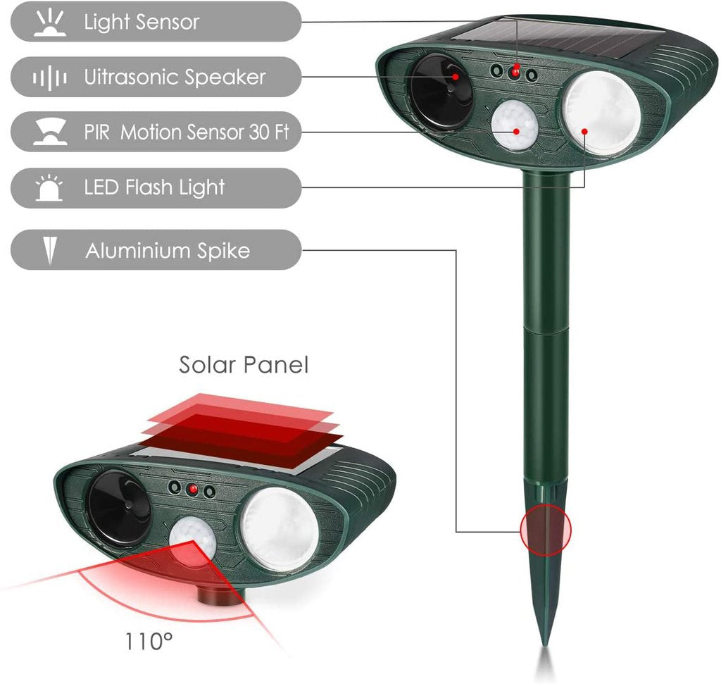 Repellente per conigli a ultrasuoni – Alimentato ad energia solare e luce lampeggiante – Sbarazzati dei conigli 5