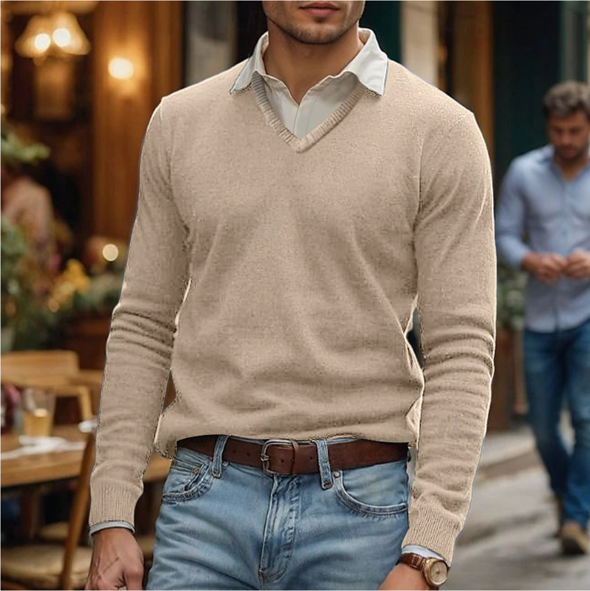 Rik | Maglione con scollo a V in morbido misto cotone 0