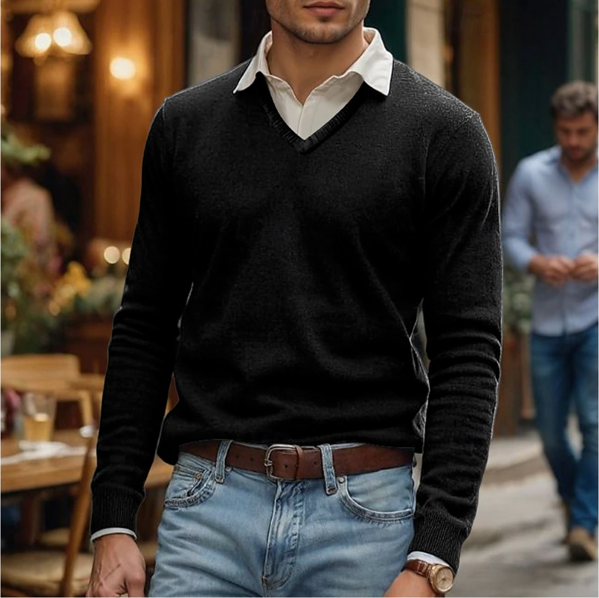 Rik | Maglione con scollo a V in morbido misto cotone 1