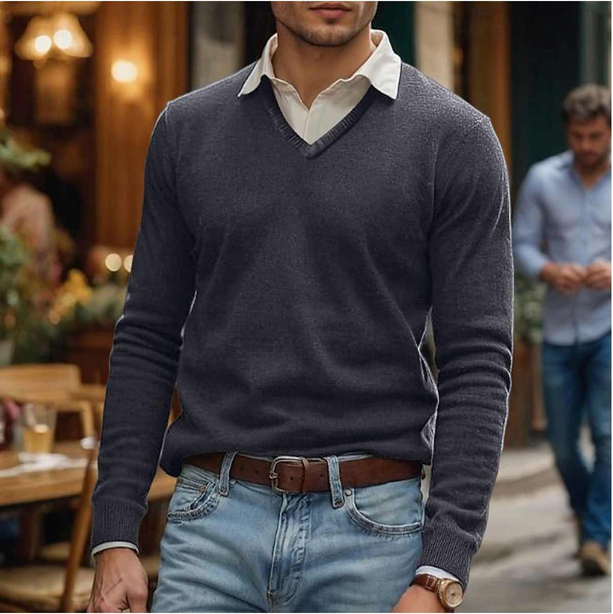Rik | Maglione con scollo a V in morbido misto cotone 4