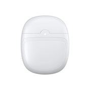 Custodia di ricarica bianca per auricolari wireless, design compatto e moderno, ideale per protezione e ricarica rapida. Accessorio audio portatile.