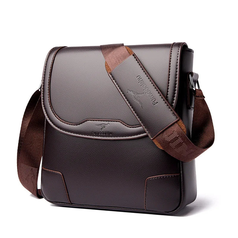 Borsa a tracolla in pelle marrone da uomo, design elegante e moderno, con cinturino regolabile. Ideale per lavoro e tempo libero.