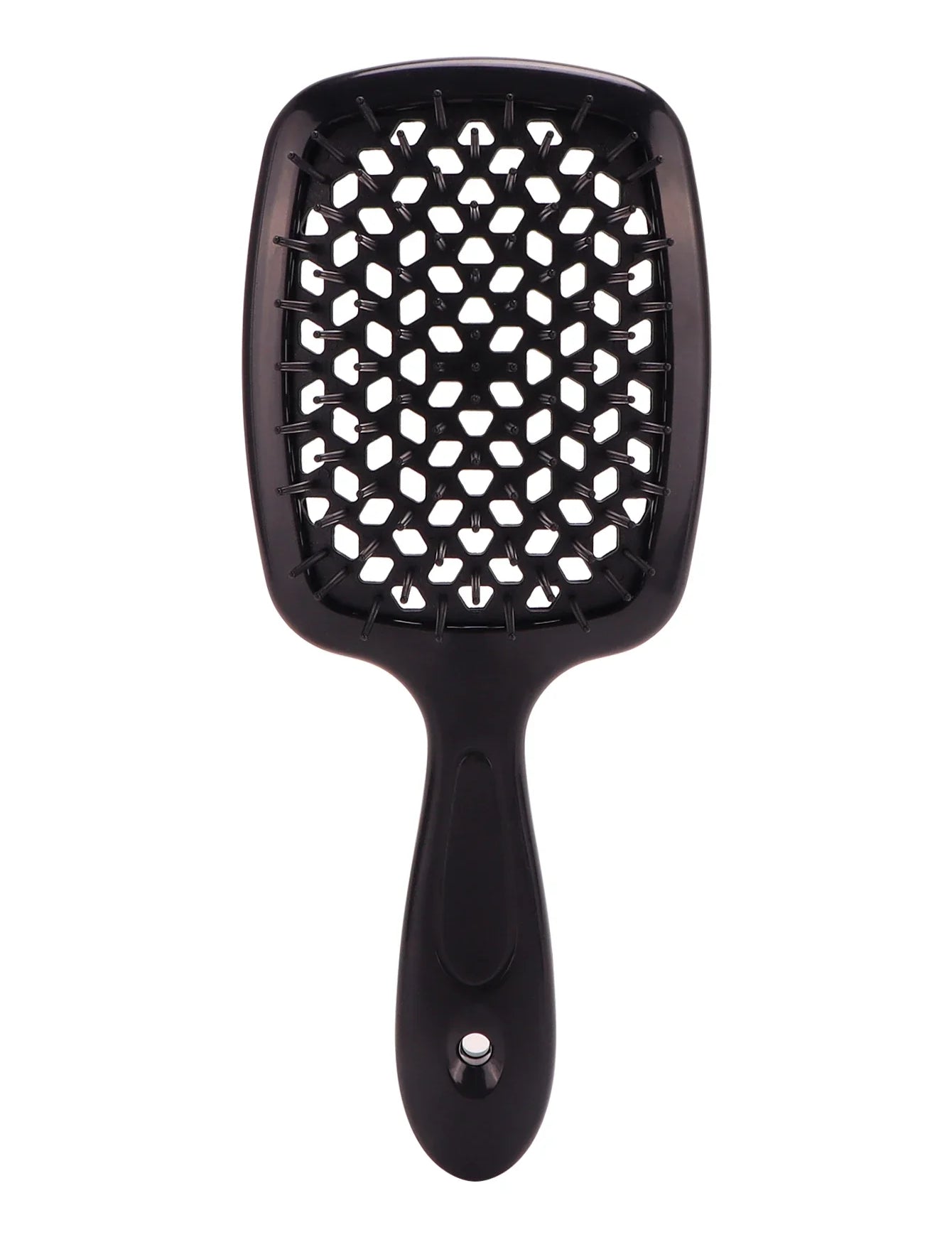 Spazzola per capelli nera con design a nido d'ape, manico ergonomico. Ideale per districare e lisciare, adatta a tutti i tipi di capelli.