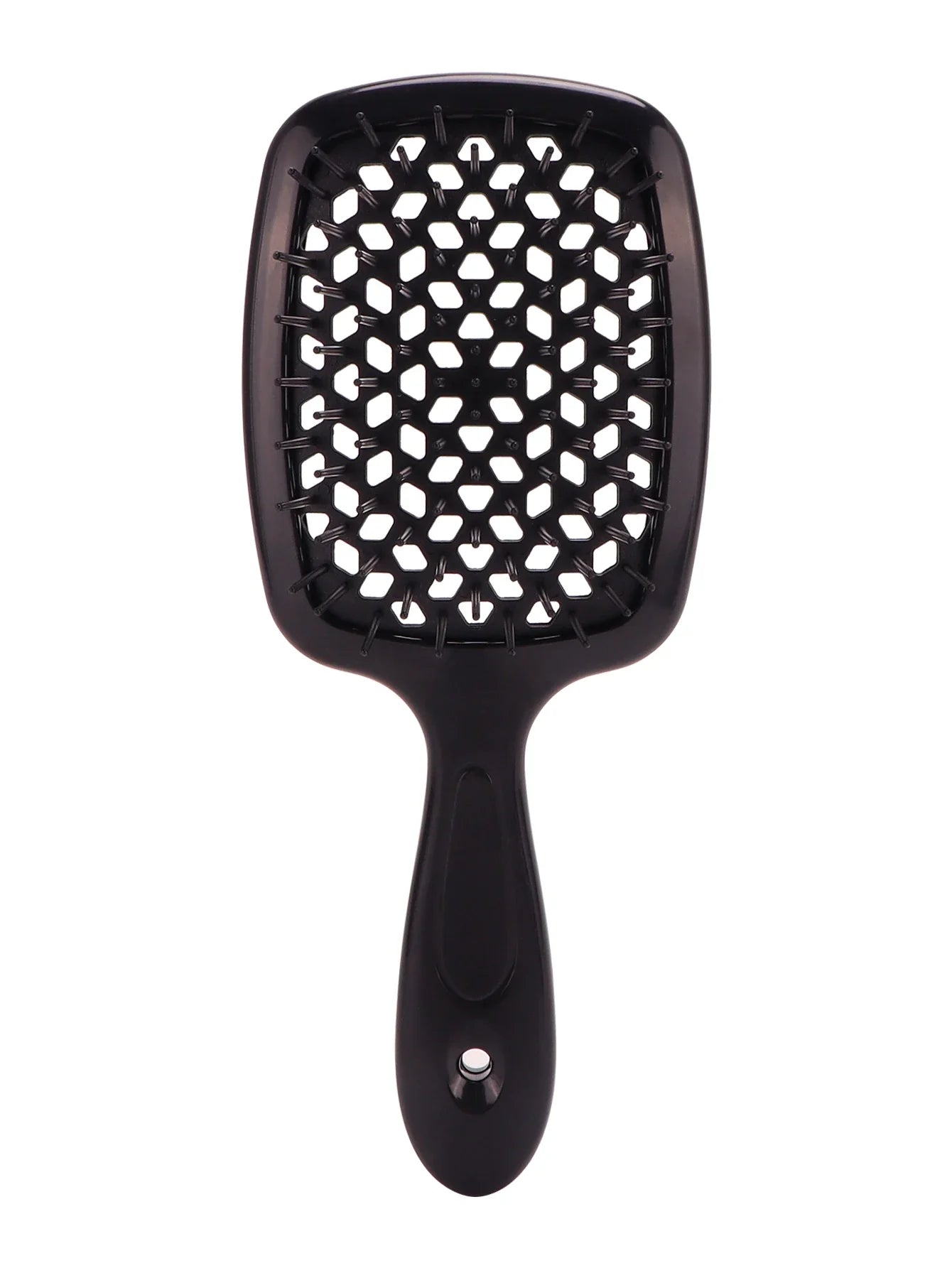 Spazzola per capelli nera con design a nido d'ape, manico ergonomico. Ideale per districare e lisciare, adatta a tutti i tipi di capelli.