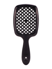 Spazzola per capelli nera con design a nido d'ape, manico ergonomico. Ideale per districare e lisciare, adatta a tutti i tipi di capelli.