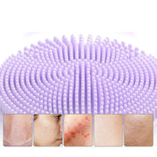Spazzola in silicone viola per pulizia viso, esfoliante delicato, migliora la pelle, riduce acne e punti neri, ideale per cura della pelle sensibile.