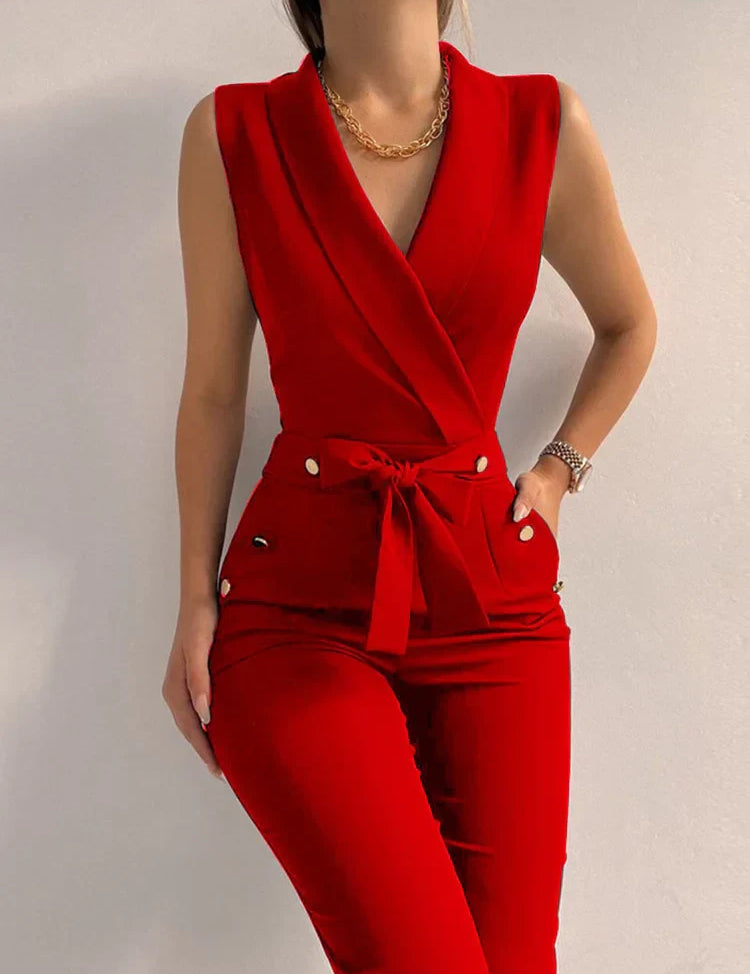 Elevate Your Style with the JODY Chic V-Neck Jumpsuit - Lizabella Fashion