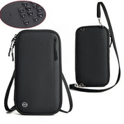 Borsa a tracolla nera impermeabile per smartphone, con chiusura a zip e tracolla regolabile. Design elegante e resistente all'acqua.