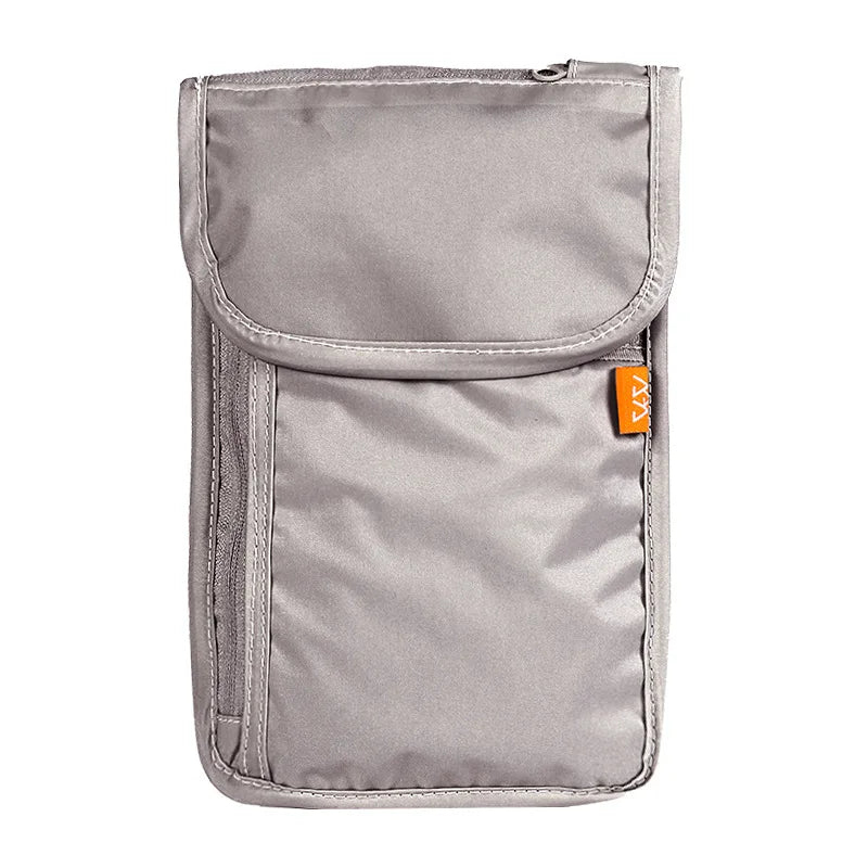 Custodia grigia per dispositivi elettronici, design compatto e resistente, ideale per viaggi e protezione. Tasche multiple, chiusura a zip.