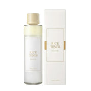 Toner viso al riso 150ml, confezione elegante, idratante e illuminante, skincare coreana, adatto a tutti i tipi di pelle, confezione e bottiglia bianche.