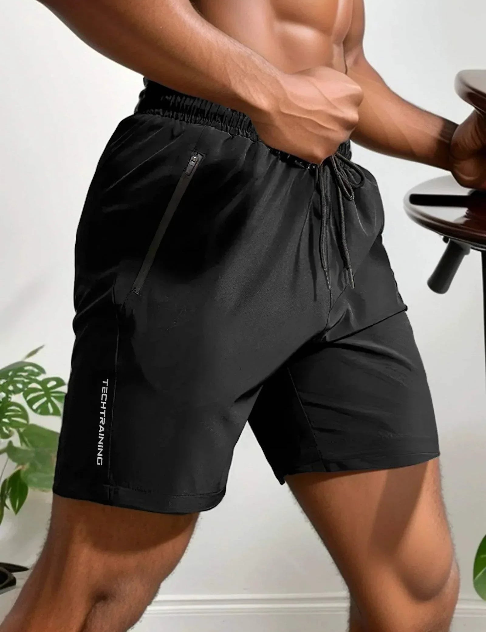  Uomini -ors -Stops Shorts - facile avvolgimento di umidità - tessuto elastico - tasto con cerniera-1