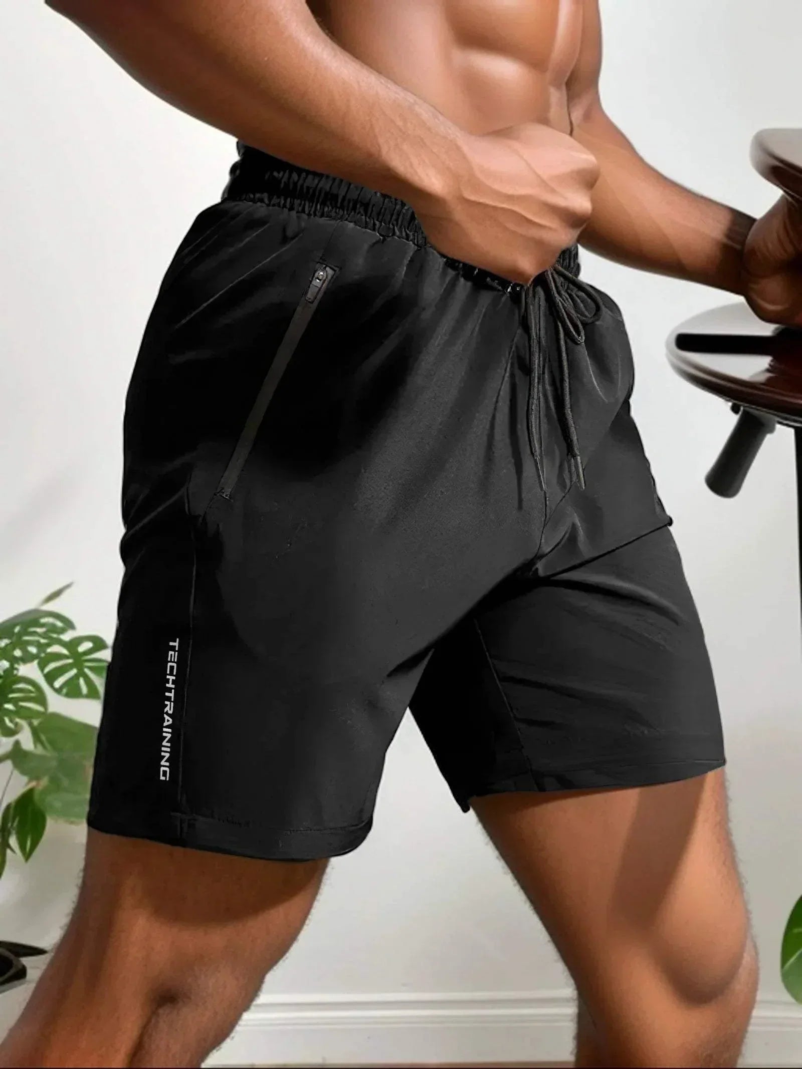  Uomini -ors -Stops Shorts - facile avvolgimento di umidità - tessuto elastico - tasto con cerniera-1