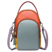 Borsa a tracolla in pelle multicolore, design moderno, con manico superiore e tracolla regolabile. Accessorio moda donna elegante e versatile.