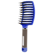 Spazzola per capelli blu con setole in plastica e manico ergonomico antiscivolo. Ideale per districare e pettinare, accessorio styling capelli.