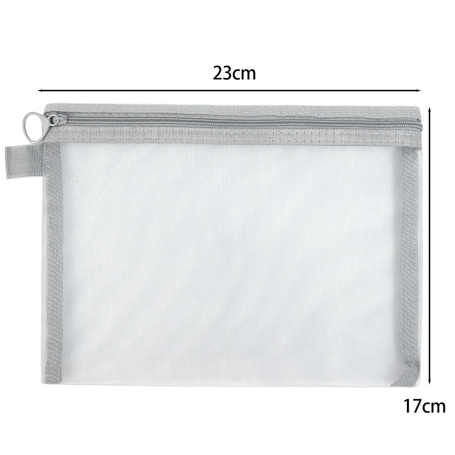 Keily | Set di borse da toilette per trucco cosmetico in rete di nylon da 3 pezzi