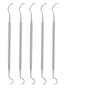 Set di 5 specilli dentali in acciaio inossidabile, strumenti odontoiatrici professionali per igiene orale e pulizia dentale.
