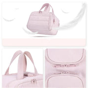 Borsa da viaggio rosa chiaro con manici resistenti e cerniere doppie, design elegante e spazioso, ideale per viaggi e uso quotidiano.