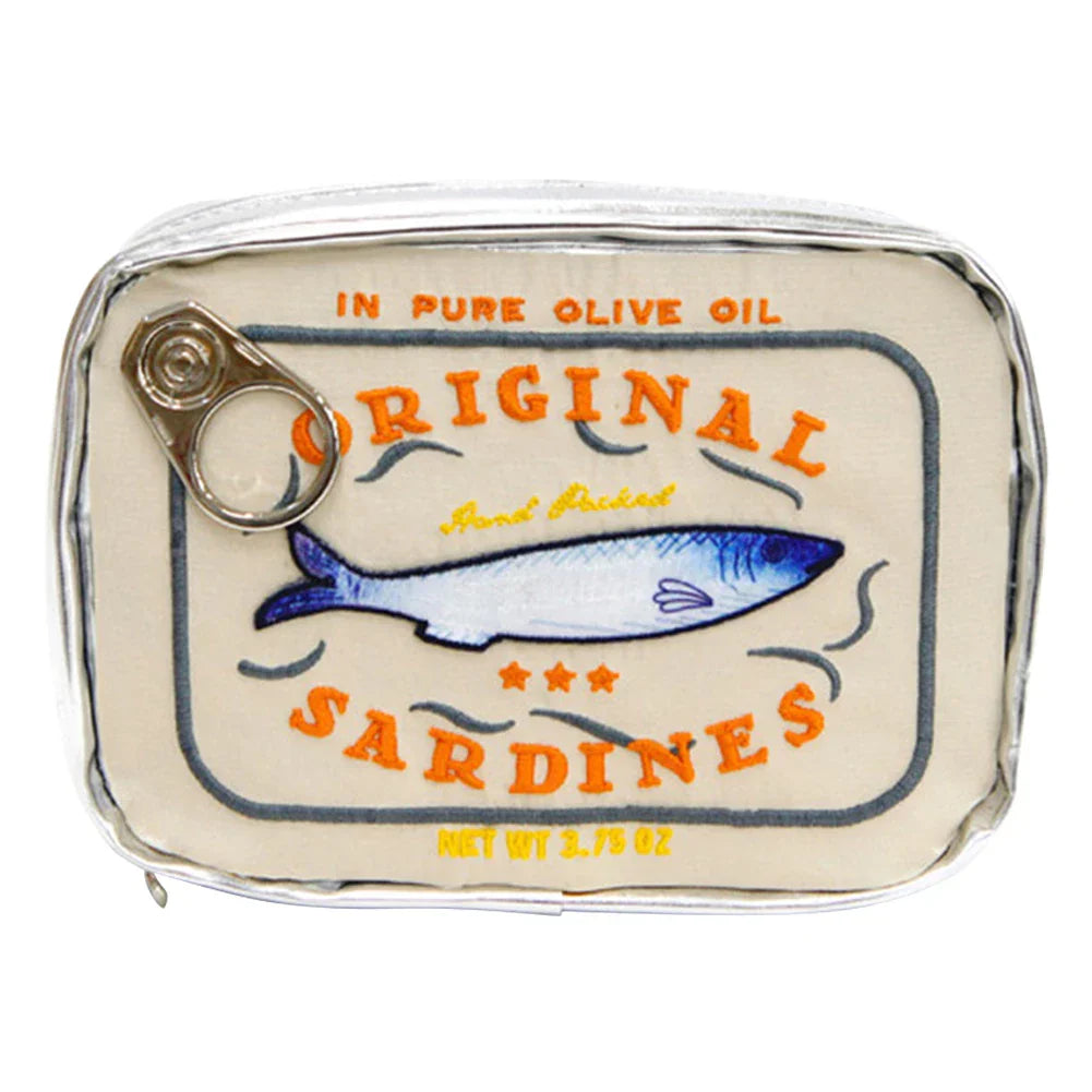 Scatola di sardine in olio d'oliva puro, etichetta vintage, pesce blu, 3.75 oz. Confezione originale, cibo in scatola, pesce azzurro.