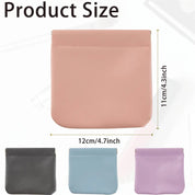 Borsetta in pelle sintetica rosa, dimensioni 11x12 cm, disponibile in vari colori. Ideale per cosmetici, accessori, portamonete.