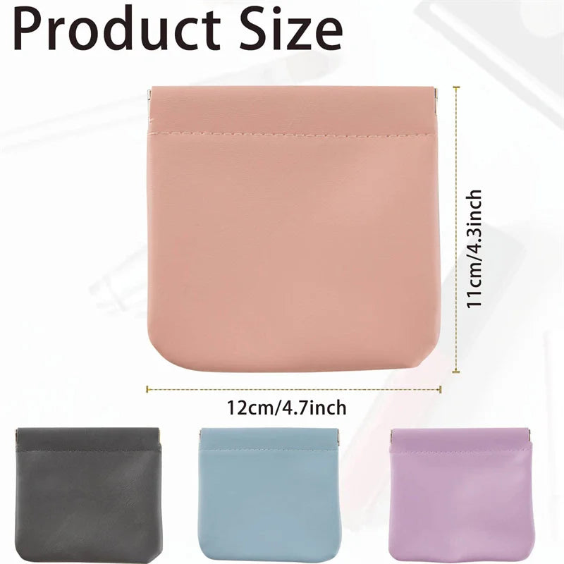 Borsetta in pelle sintetica rosa, dimensioni 11x12 cm, disponibile in vari colori. Ideale per cosmetici, accessori, portamonete.