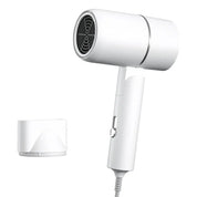 Asciugacapelli bianco compatto con ugello rimovibile, design moderno, leggero, ideale per viaggi, asciugatura rapida, styling capelli.