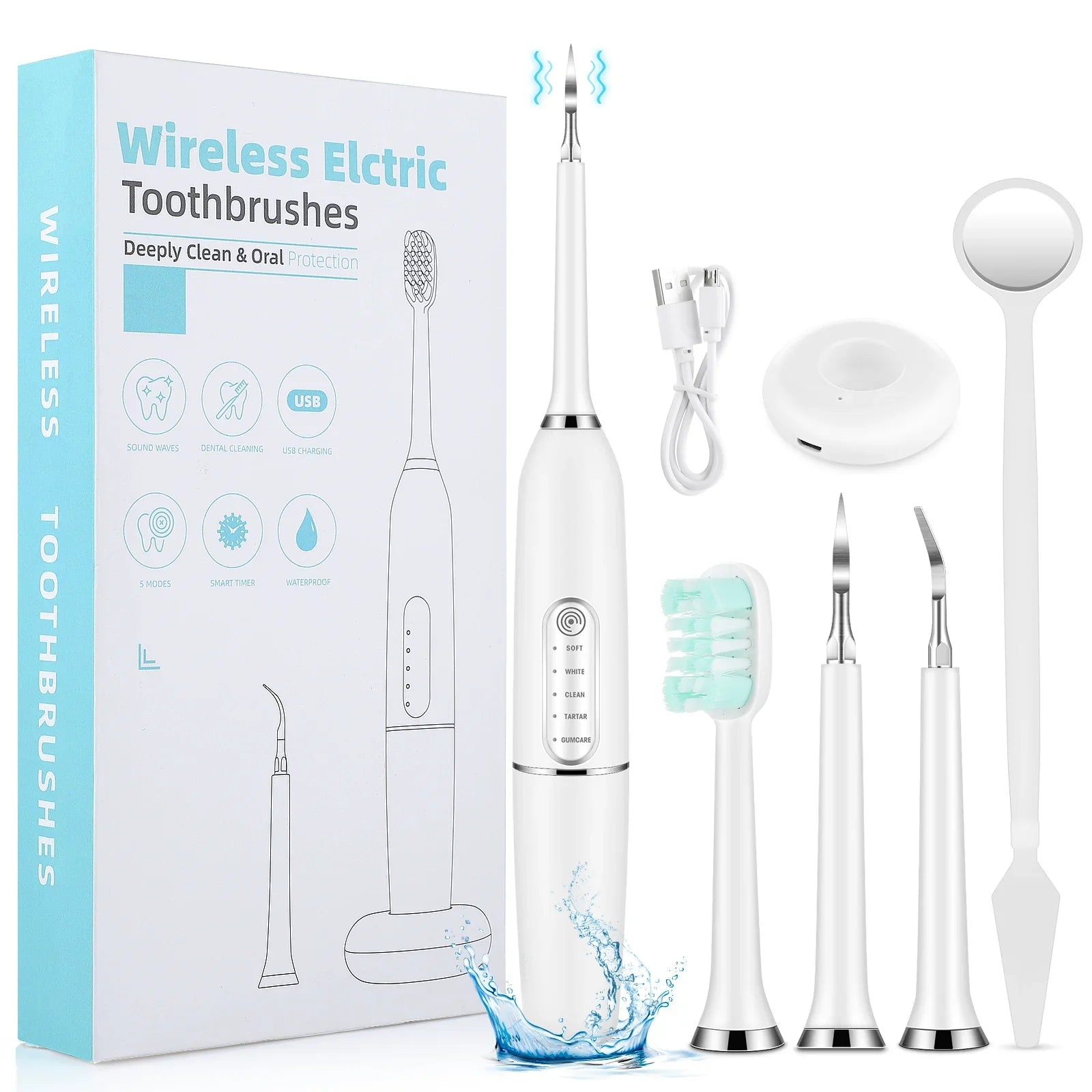 SparkleDent - Dispositivo per la cura dei denti con rimozione sonora di tartaro e placca
