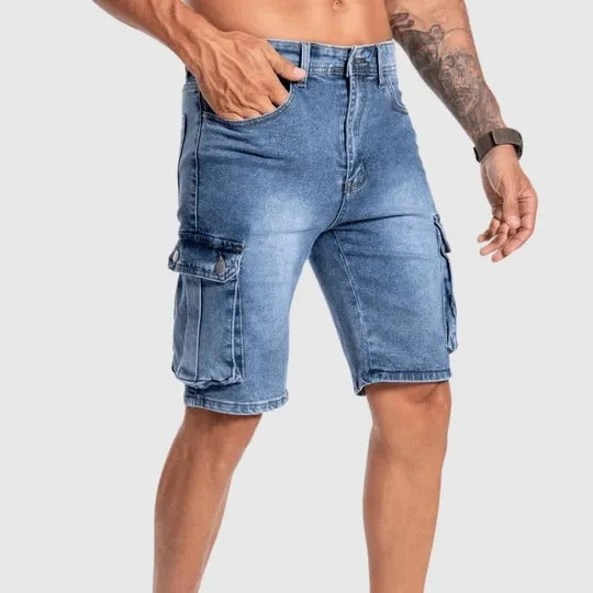  Uomini -Denim -Cargo Shorts - durevole media lunghezza - diverse tasche - Fit casual-3