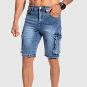  Uomini -Denim -Cargo Shorts - durevole media lunghezza - diverse tasche - Fit casual-4