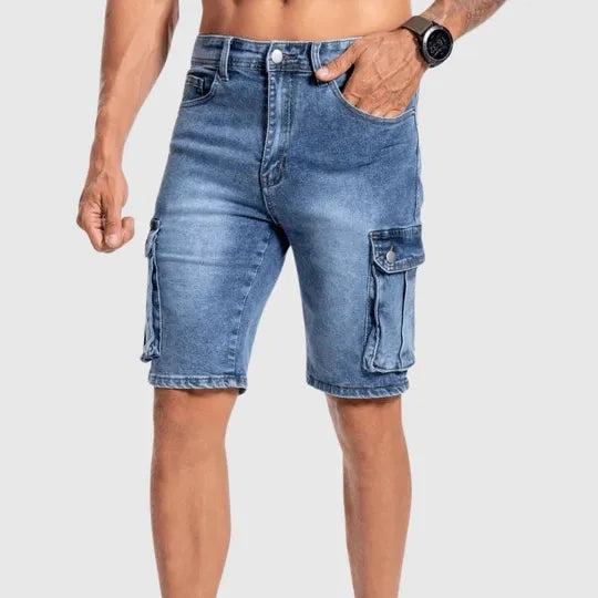  Uomini -Denim -Cargo Shorts - durevole media lunghezza - diverse tasche - Fit casual-4