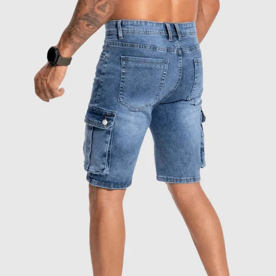  Uomini -Denim -Cargo Shorts - durevole media lunghezza - diverse tasche - Fit casual-5