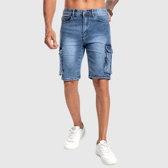  Uomini -Denim -Cargo Shorts - durevole media lunghezza - diverse tasche - Fit casual-6