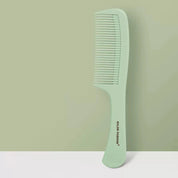 Pettine verde in plastica, design ergonomico, marchio "Salon Fashion", ideale per capelli lisci e ricci. Accessorio per cura dei capelli.
