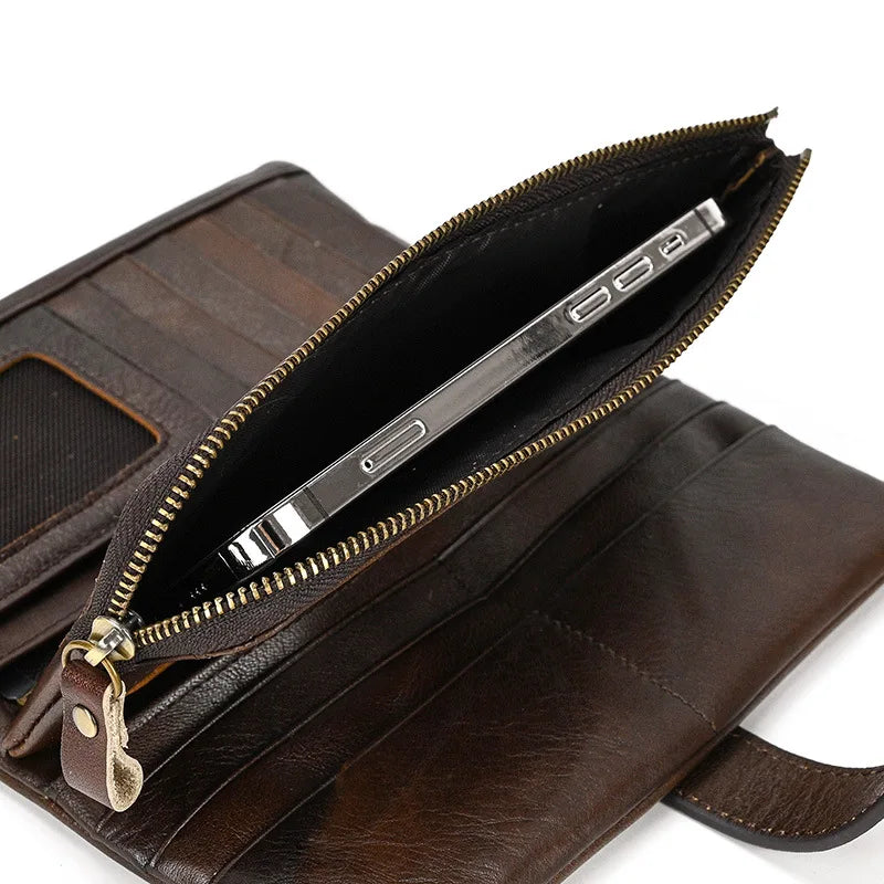 Cacciatore | Portafoglio da viaggio vintage in vera pelle con blocco RFID