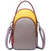 Borsa a tracolla multicolore in pelle, design moderno, con manico superiore e tracolla regolabile. Accessorio moda donna elegante e versatile.