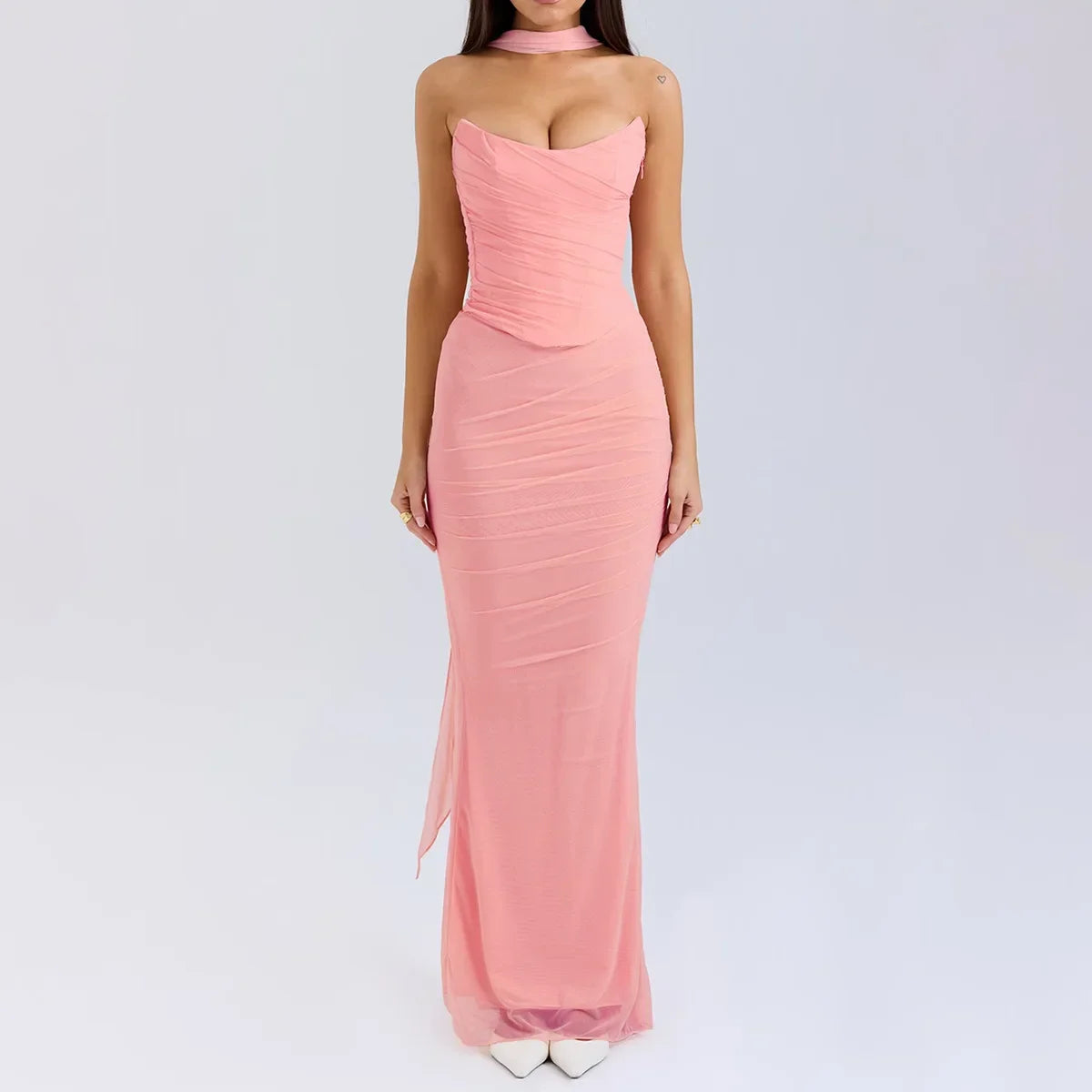 Abito Completo Valmira con Eleganti Drappeggiature