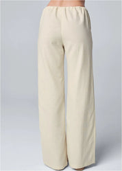 Pantaloni a gamba femminile-miscela di lino di cotone-vita alta-cintura da cantiere-5