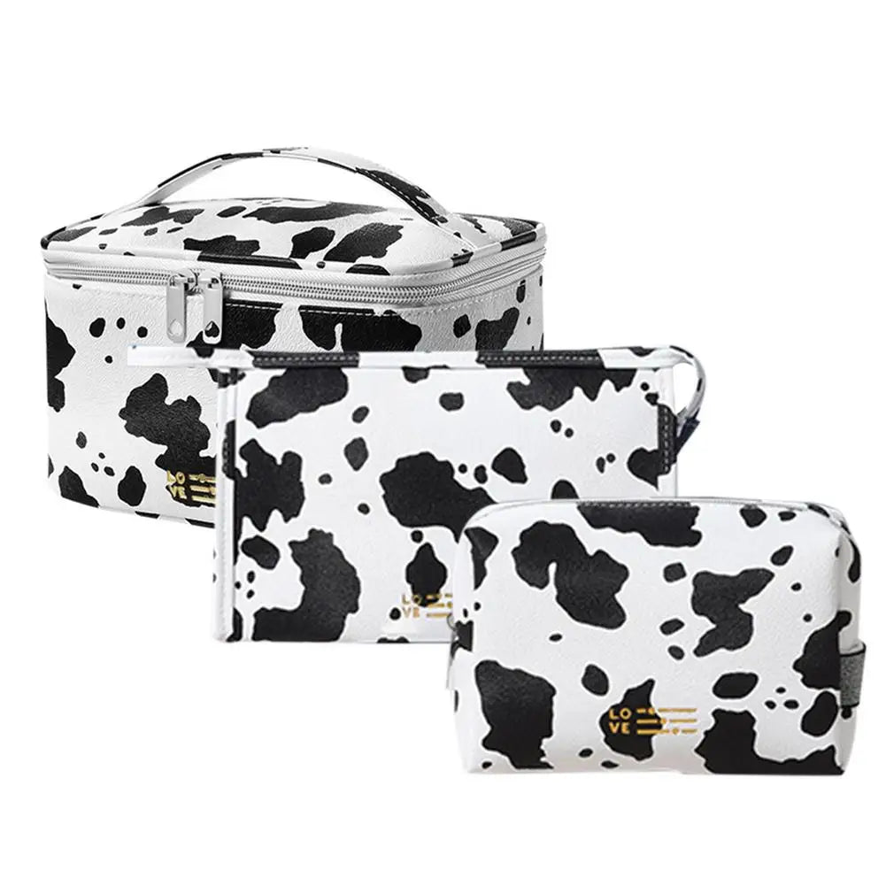 Maddalena | Borsa per trucco cosmetico impermeabile in pelle PU con stampa mucca