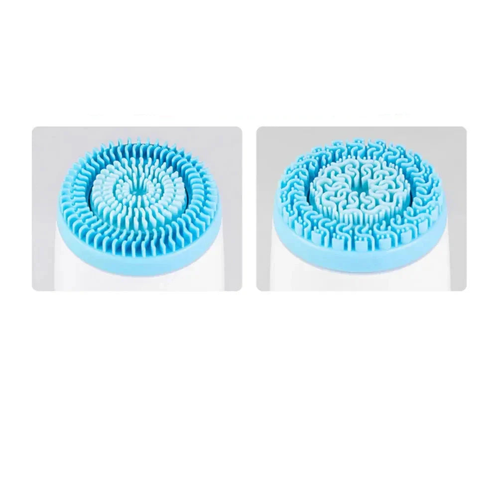 Testina di ricambio in silicone blu per spazzola viso elettrica, design a setole morbide, ideale per pulizia profonda e cura della pelle.