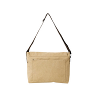 Borsa a tracolla beige in tela, design minimalista, tasca frontale, ideale per uso quotidiano. Accessorio moda unisex, resistente e versatile.