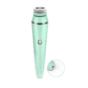 Spazzola elettrica per pulizia viso verde menta, design ergonomico, setole morbide, ricaricabile, ideale per esfoliazione e cura della pelle.
