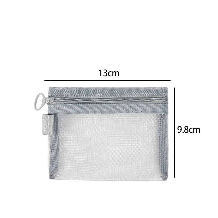 Keily | Set di borse da toilette per trucco cosmetico in rete di nylon da 3 pezzi
