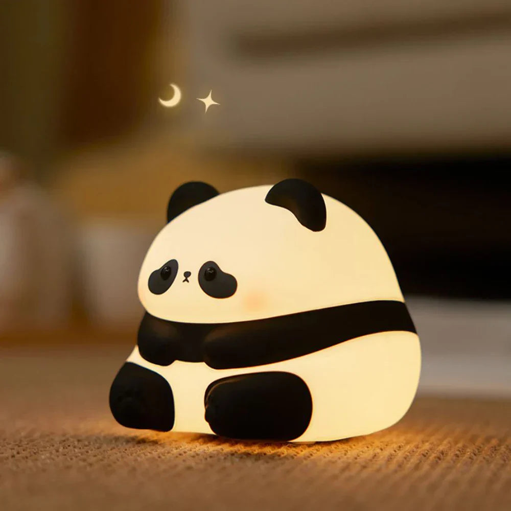Lampada notturna a forma di panda, luce LED calda, design carino per bambini, decorazione camera da letto, regalo perfetto per neonati e bambini.