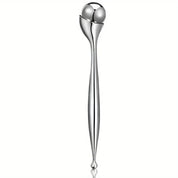 Rullo massaggio viso in acciaio inossidabile, design ergonomico, strumento bellezza per lifting e tonificazione pelle, anti-età, cura viso.