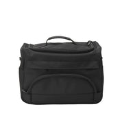 Borsa termica nera con manico, tasche multiple e chiusura a zip. Ideale per picnic, viaggi e conservazione alimenti. Design compatto e resistente.